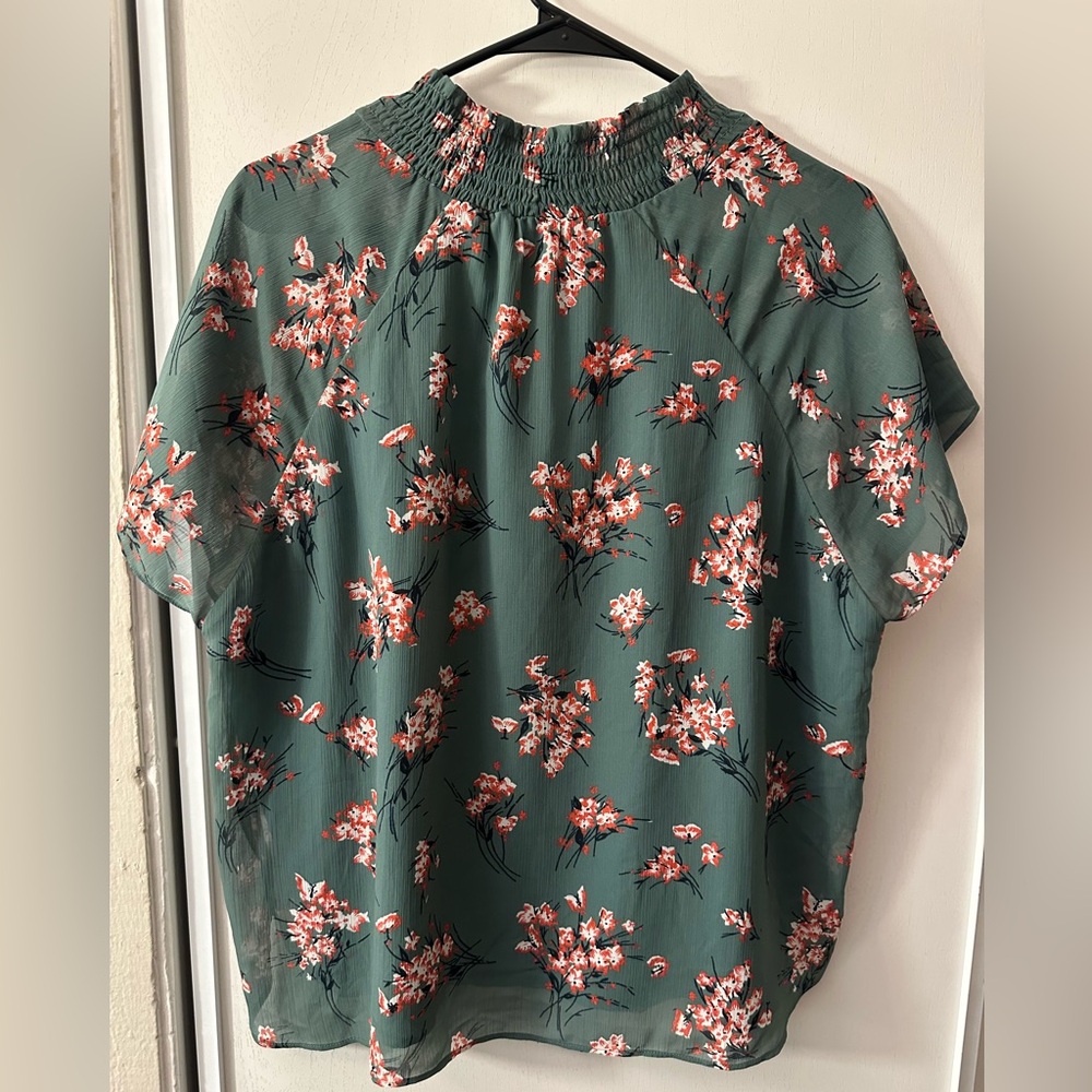 Madewell Green Mockneck Butterfly Garden Blouse - Picture 8 of 12